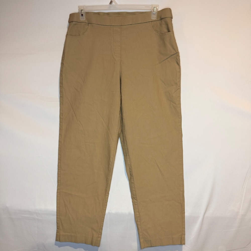 Alfred Dunner Woman Size 16W Tan Pull On Elastic Waist Pants Khaki Stretch